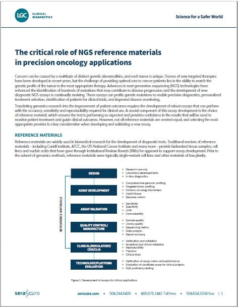 White paper: The critical role NGS reference materials play in precision oncology applications White paper: The critical role NGS reference materials play in precision oncology applications