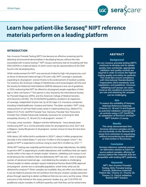 WP Learn how NIPT reference materials perform on a leading platform